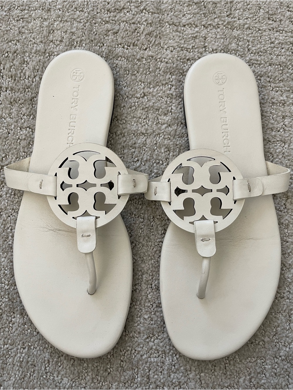 Tory Burch Ivory Miller Soft Logo Thong Sandals